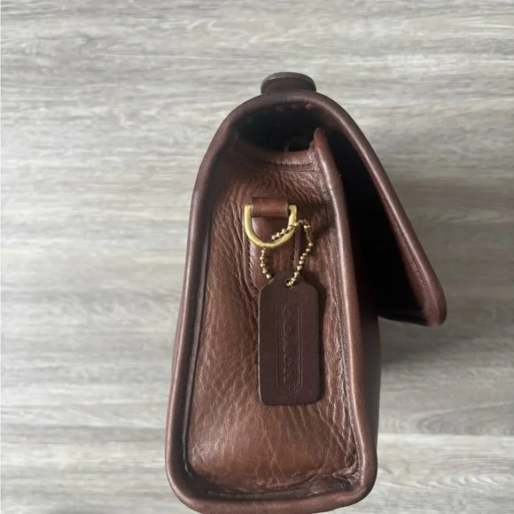 Vintage 1997 Coach 9870 Court Top Handle Leather Bag Dark Brown Crossbody Bag - Picture 4 of 13